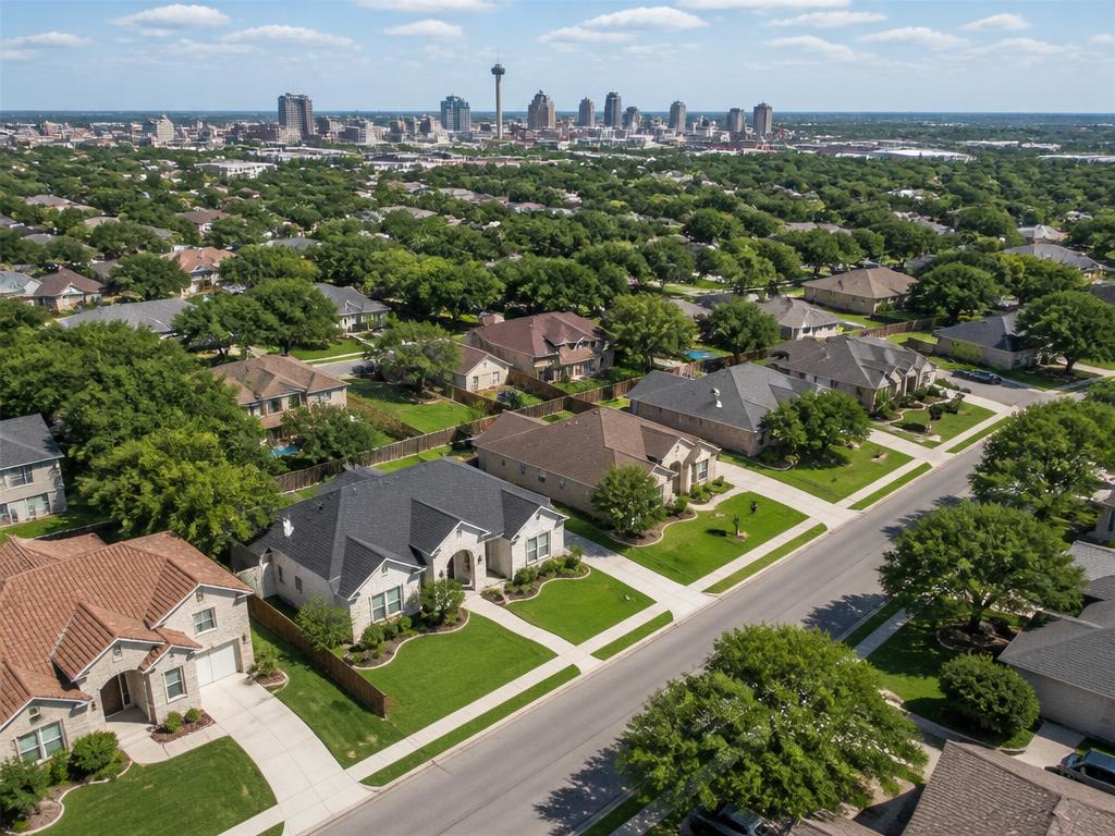 Aerial view of a San Antonio residential neighborhood
